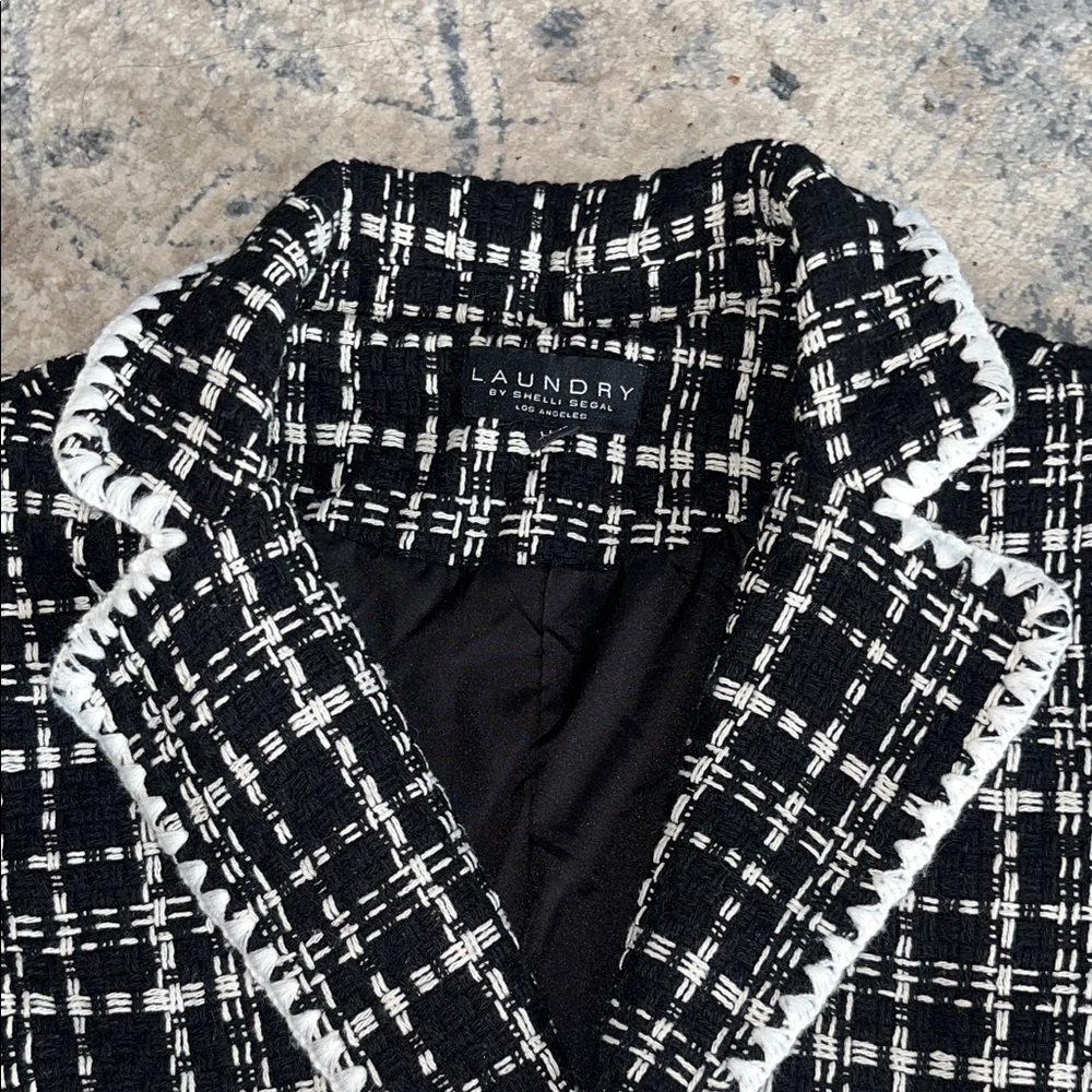 Laundry By Shelli Segal Black and White Checkered Blazer - Picture 2 of 7